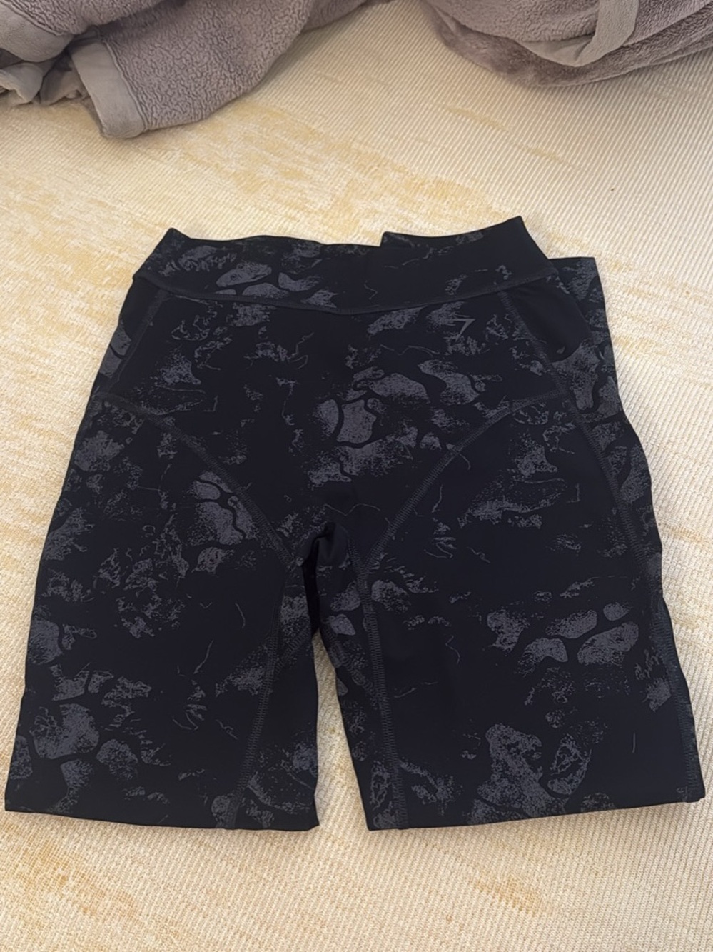 Gymshark Black Marble-Print High-Waist Biker Leggings